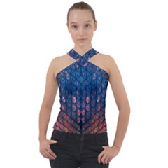 Abstract3 Cross Neck Velour Top by LW323