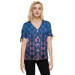 Abstract3 Bow Sleeve Button Up Top