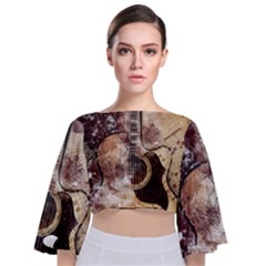 Guitar Tie Back Butterfly Sleeve Chiffon Top by LW323