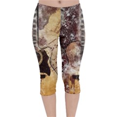 Guitar Velvet Capri Leggings  by LW323