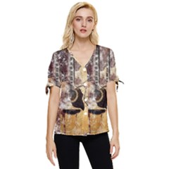 Guitar Bow Sleeve Button Up Top by LW323