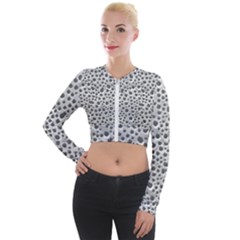 Silver Abstract Print Design Long Sleeve Cropped Velvet Jacket by dflcprintsclothing