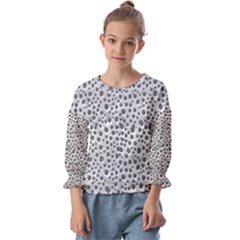 Silver Abstract Print Design Kids  Cuff Sleeve Top