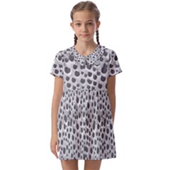 Silver Abstract Print Design Kids  Asymmetric Collar Dress