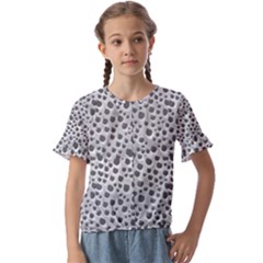 Silver Abstract Print Design Kids  Cuff Sleeve Scrunch Bottom Tee