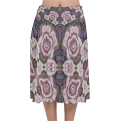 Lilac s  Velvet Flared Midi Skirt