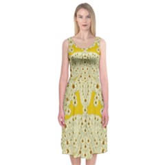 Sunshine Colors On Flowers In Peace Midi Sleeveless Dress by pepitasart