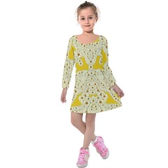 Sunshine Colors On Flowers In Peace Kids  Long Sleeve Velvet Dress by pepitasart