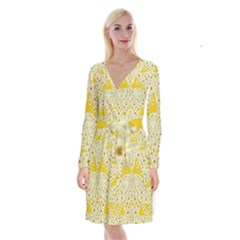 Sunshine Colors On Flowers In Peace Long Sleeve Velvet Front Wrap Dress by pepitasart