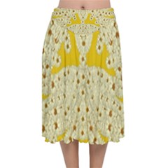 Sunshine Colors On Flowers In Peace Velvet Flared Midi Skirt by pepitasart