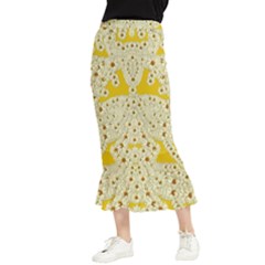 Sunshine Colors On Flowers In Peace Maxi Fishtail Chiffon Skirt