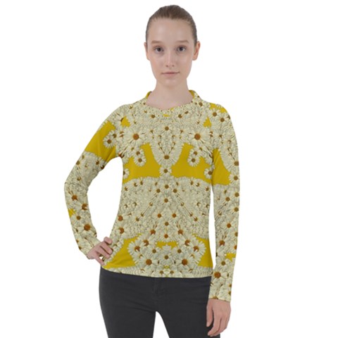 Sunshine Colors On Flowers In Peace Women s Pique Long Sleeve Tee by pepitasart