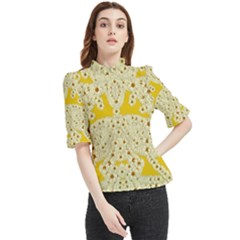 Sunshine Colors On Flowers In Peace Frill Neck Blouse