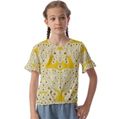 Sunshine Colors On Flowers In Peace Kids  Cuff Sleeve Scrunch Bottom Tee