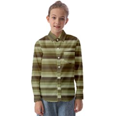 Linear Warm Print Design Kids  Long Sleeve Shirt