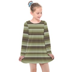 Linear Warm Print Design Kids  Long Sleeve Dress by dflcprintsclothing