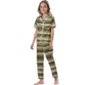 Linear Warm Print Design Kids  Satin Short Sleeve Pajamas Set View1