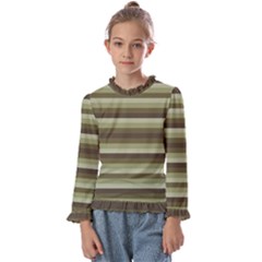 Linear Warm Print Design Kids  Frill Detail Tee