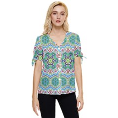 Hawaii Bow Sleeve Button Up Top by LW323