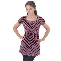 Burgundy Puff Sleeve Tunic Top by LW323