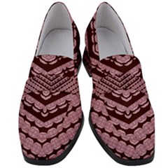 Burgundy Women s Chunky Heel Loafers