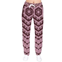 Burgundy Women Velvet Drawstring Pants