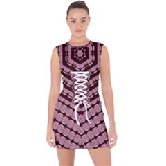 Burgundy Lace Up Front Bodycon Dress by LW323