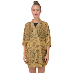 Folk Floral Pattern  Flowers Abstract Surface Design  Seamless Pattern Half Sleeve Chiffon Kimono by Eskimos