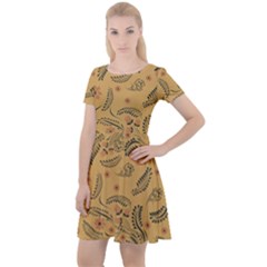 Folk Floral Pattern  Flowers Abstract Surface Design  Seamless Pattern Cap Sleeve Velour Dress  by Eskimos