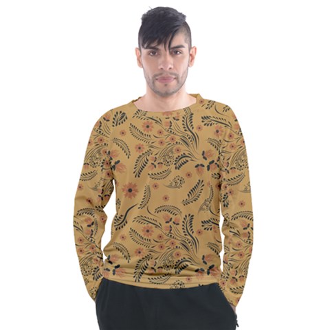 Folk Floral Pattern  Flowers Abstract Surface Design  Seamless Pattern Men s Long Sleeve Raglan Tee by Eskimos