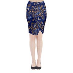 Folk Floral Pattern  Flowers Abstract Surface Design  Seamless Pattern Midi Wrap Pencil Skirt by Eskimos