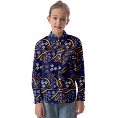 Folk Floral Pattern  Flowers Abstract Surface Design  Seamless Pattern Kids  Long Sleeve Shirt by Eskimos