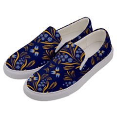 Folk Floral Pattern  Flowers Abstract Surface Design  Seamless Pattern Men s Canvas Slip Ons by Eskimos