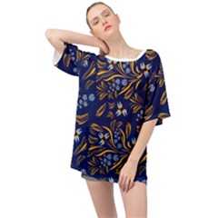 Folk Floral Pattern  Flowers Abstract Surface Design  Seamless Pattern Oversized Chiffon Top