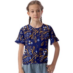 Folk Floral Pattern  Flowers Abstract Surface Design  Seamless Pattern Kids  Cuff Sleeve Scrunch Bottom Tee