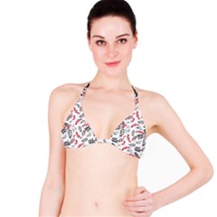 Folk Floral Pattern  Flowers Abstract Surface Design  Seamless Pattern Bikini Top by Eskimos