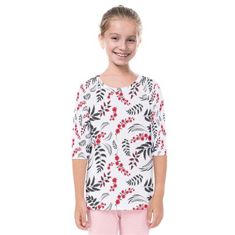 Folk Floral Pattern  Flowers Abstract Surface Design  Seamless Pattern Kids  Quarter Sleeve Raglan Tee by Eskimos