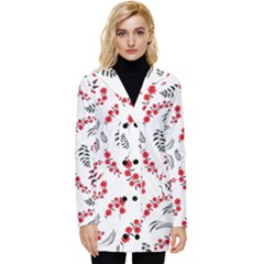 Folk Floral Pattern  Flowers Abstract Surface Design  Seamless Pattern Button Up Hooded Coat  by Eskimos