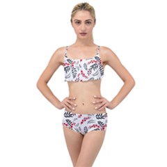 Folk Floral Pattern  Flowers Abstract Surface Design  Seamless Pattern Layered Top Bikini Set by Eskimos