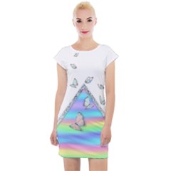 Minimal Holographic Butterflies Cap Sleeve Bodycon Dress