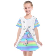 Minimal Holographic Butterflies Kids  Smock Dress by gloriasanchez