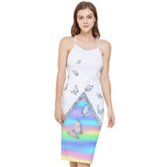 Minimal Holographic Butterflies Bodycon Cross Back Summer Dress by gloriasanchez