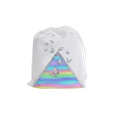 Minimal Holographic Butterflies Drawstring Pouch (medium) by gloriasanchez