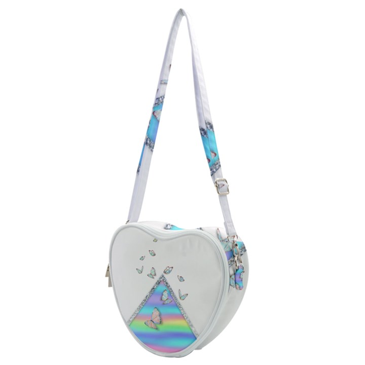 Minimal Holographic Butterflies Heart Shoulder Bag