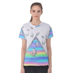 Minimal Holographic Butterflies Women s Cotton Tee