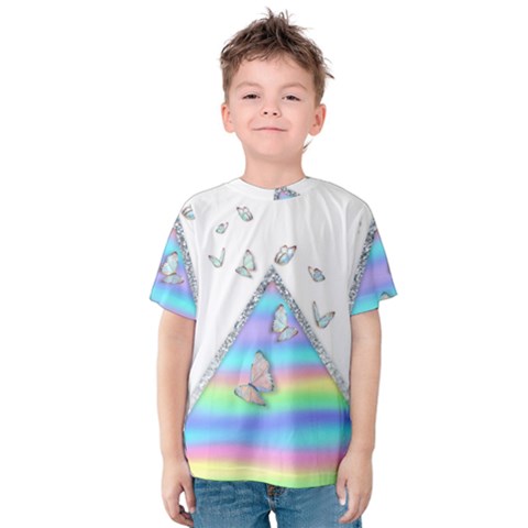 Minimal Holographic Butterflies Kids  Cotton Tee by gloriasanchez