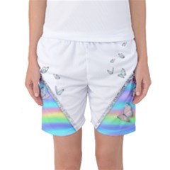 Minimal Holographic Butterflies Women s Basketball Shorts by gloriasanchez