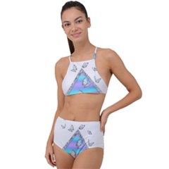 Minimal Holographic Butterflies High Waist Tankini Set by gloriasanchez