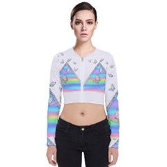 Minimal Holographic Butterflies Long Sleeve Zip Up Bomber Jacket