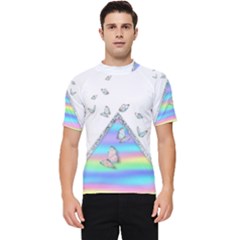 Minimal Holographic Butterflies Men s Short Sleeve Rash Guard by gloriasanchez